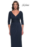 Picture of: Simple Chic Jersey Dress with Ruched Waist and V Neckline in Charcoal, Style: 31014, Detail Picture 9