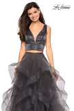 Picture of: Two Piece Metallic Tulle Dress with Rhinestone Bust in Charcoal, Style: 27445, Detail Picture 5