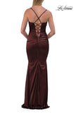 Picture of: Ruched Satin Gown with Sweetheart Neckline and Lace-Up Back in Chocolate, Style: 33764, Detail Picture 22
