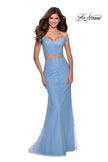 Picture of: Two Piece Off the Shoulder Lace Dress with Tulle Skirt in Cloud Blue, Style: 28682, Main Picture