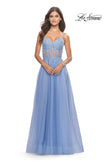 Picture of: Rhinestone Tulle Gown with Sheer Lace Bodice in Cloud Blue, Style: 31367, Detail Picture 8