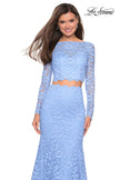 Picture of: Stretch Lace Long Sleeve Two Piece Prom Dress in Cloud Blue, Style: 27601, Detail Picture 10