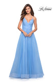 Picture of: A-line Tulle Gown with V Neckline and Pockets in Cloud Blue, Style: 30180, Detail Picture 10