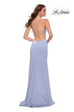 Picture of: Jersey Dress with Beaded Rhinestone Straps in Cloud Blue, Style 29720, Back Picture