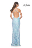 Picture of: Fitted Print Sequin Pastel Prom Dress in Cloud Blue, Style: 31944, Back Picture