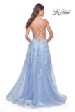 Picture of: Fabulous A-Line Gown Embellished with Sequin Beaded Applique in Cloud Blue, Style: 32032, Back Picture