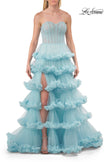 Picture of: Fabulous Tiered Ruffle Skirt Prom Dress with Strapless Top in Cloud Blue, Style: 33717, Detail Picture 21
