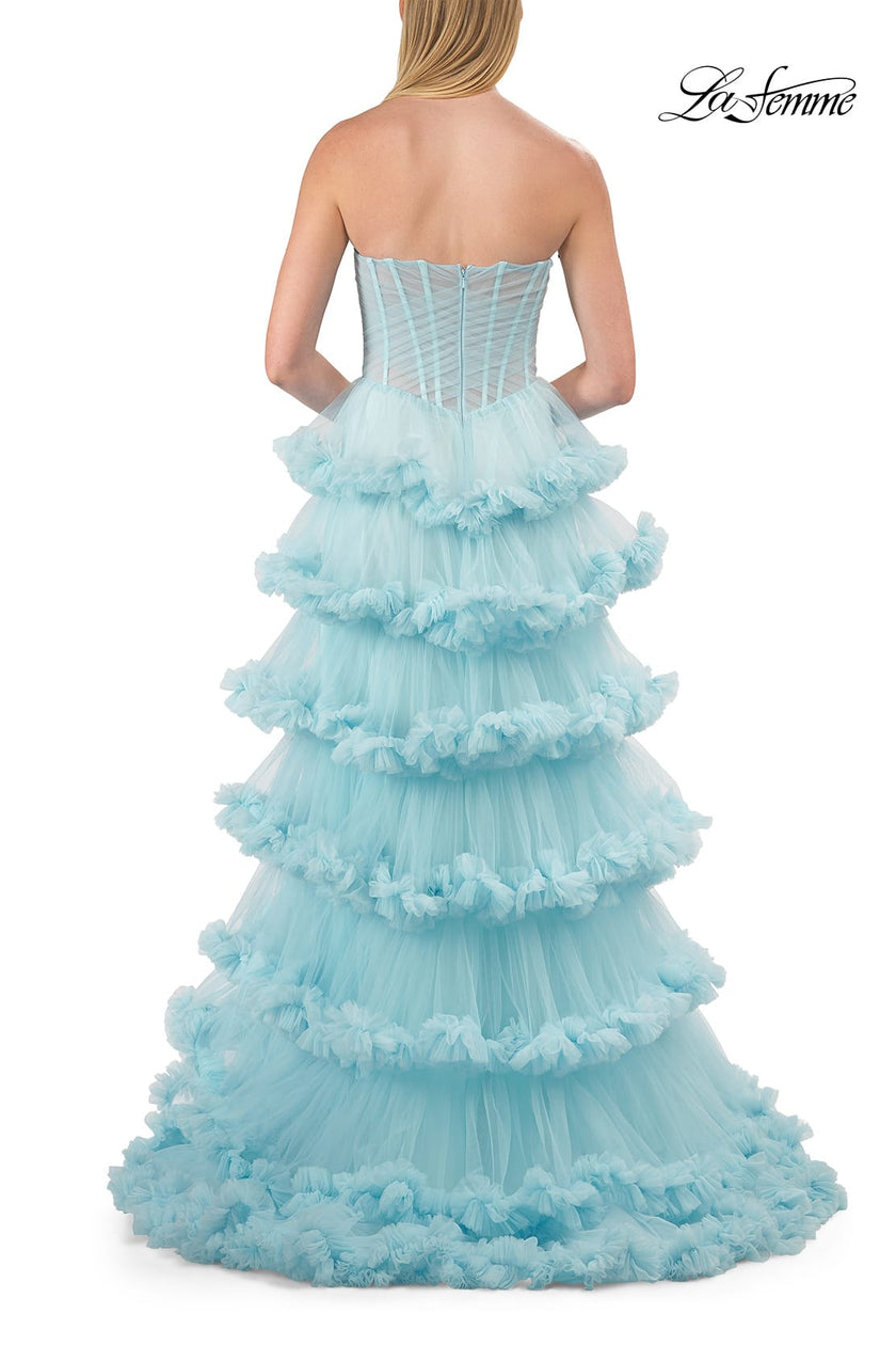 Picture of: Fabulous Tiered Ruffle Skirt Prom Dress with Strapless Top in Cloud Blue, Style: 33717, Detail Picture 22