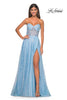 Picture of: Sequin Rhinestone A-Line Tulle Sweetheart Gown with Lace Up Back in Cloud Blue, Style: 32136, Detail Picture 1