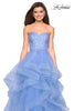 Picture of: Strapless Tulle Prom Gown with Lace Embellishments in Cloud Blue, Style: 27620, Detail Picture 2