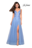 Picture of: Long Tulle Prom Dress with Embellished Bodice and Slit in Cloud Blue, Style: 27646, Detail Picture 2