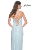 Picture of: Full Rhinestone Embellished Gown with Square Neckline in Cloud Blue, Style: 32039, Detail Picture 2