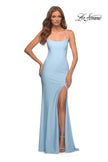 Picture of: Long Prom Dress in Luxurious Jersey with Slit in Cloud Blue, Style: 30436, Detail Picture 3