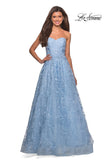 Picture of: Strapless A-Line Gown with Floral Embroidery in Cloud Blue, Style: 27746, Detail Picture 4