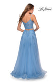 Picture of: Long Two Piece Tulle Gown with Floral Embroidery in Cloud Blue, Style: 28271, Detail Picture 4