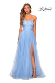 Picture of: Strapless Tulle Gown with Floral Embellishments in Cloud Blue, Style: 28586, Detail Picture 4