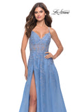 Picture of: A-Line Tulle Prom Dress with Lace Applique Sheer Bodice in Cloud Blue, Style: 31284, Detail Picture 5