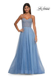 Picture of: Cute A-line Prom Dress with Pearl and Rhinestone Tulle in Cloud Blue, Style: 32644, Detail Picture 5