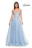Picture of: Gorgeous Lace A-Line Dress with Rhinestone Lace Details in Cloud Blue, Style: 32111, Detail Picture 6