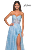 Picture of: Sequin Rhinestone A-Line Tulle Sweetheart Gown with Lace Up Back in Cloud Blue, Style: 32136, Detail Picture 6
