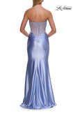 Picture of: Strapless Embellished Corset Gown with Satin Skirt in Cloud Blue, Style: 33639, Detail Picture 6
