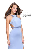 Picture of: Beaded Form Fitting Long Prom Dress with Leg Slit in Cloud Blue, Style: 26129, Main Picture