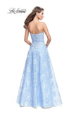 Picture of: Long Strapless Lace Ball Gown with Beading and Pockets in Cloud Blue, Style: 26338, Back Picture
