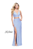Picture of: Satin Two Piece Prom Dress with Leg Slit and Racer Back in Cloud Blue, Style: 25599, Detail Picture 2