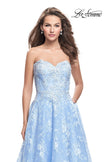 Picture of: Long Strapless Lace Ball Gown with Beading and Pockets in Cloud Blue, Style: 26338, Detail Picture 2