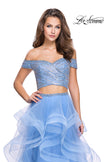 Picture of: Off the Shoulder A-line Gown with Ruffle Tulle Skirt in Cloud Blue, Style: 26169, Detail Picture 2