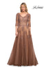 Picture of: A-line Tulle Gown with Floral Lace Detail and V-Neck in Cocoa, Style: 27908, Main Picture