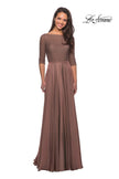 Picture of: Modern gown with beaded bodice and empire waist in Cocoa, Style: 25011, Main Picture