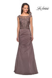 Picture of: Floor Length Jersey Dress with Embellished Bodice in Cocoa, Style: 25396, Main Picture