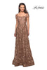 Picture of: Floor Length Short Sleeve Lace Gown in Cocoa, Style: 26582, Main Picture