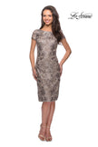 Picture of: Knee Length Lace Dress with Short Sleeves in Cocoa, Style: 27828, Main Picture