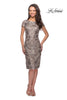 Picture of: Knee Length Lace Dress with Short Sleeves in Cocoa, Style: 27828, Main Picture