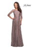 Picture of: Long Lace Dress with Empire Waist and 3/4 Sleeves in Cocoa, Style: 27857, Main Picture
