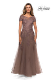 Picture of: A-line Formal Gown with Floral Lace Appliques in Cocoa, Style: 27958, Main Picture