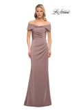 Picture of: Off the Shoulder Fitted Satin Long Gown in Brown, Style: 30397, Main Picture