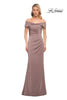 Picture of: Off the Shoulder Fitted Satin Long Gown in Brown, Style: 30397, Main Picture