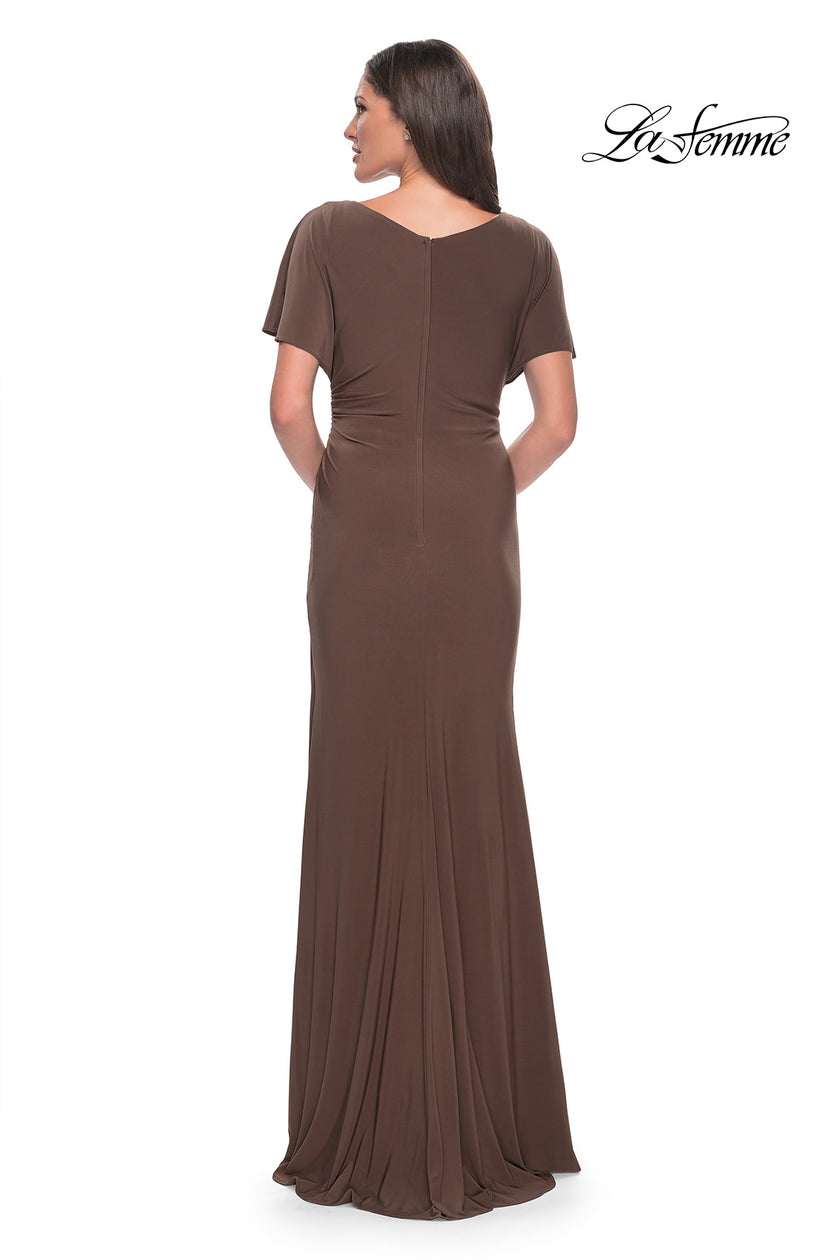 Picture of: Chic Jersey Dress with V Neck and Loose Sleeves in Hunter Green, Style: 29997, Detail Picture 8
