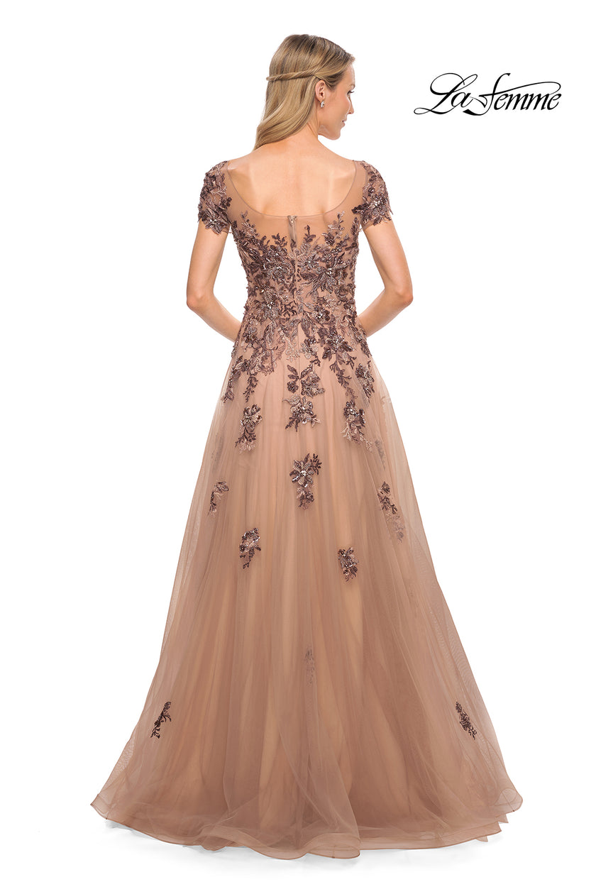 Picture of: Gorgeous Beaded and Tulle A-line Gown in Brown, Style: 30197, Back Picture
