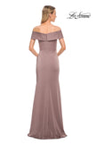 Picture of: Off the Shoulder Fitted Satin Long Gown in Brown, Style: 30397, Back Picture