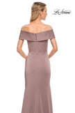 Picture of: Off the Shoulder Fitted Satin Long Gown in Brown, Style: 30397, Detail Picture 2