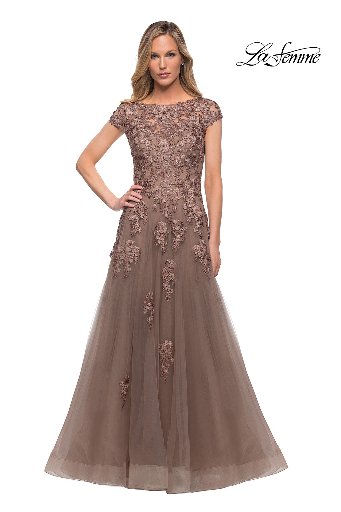 Picture of: Long Tulle Gown with Intricate Lace Detailing, Style: 26907, Detail Picture 3
