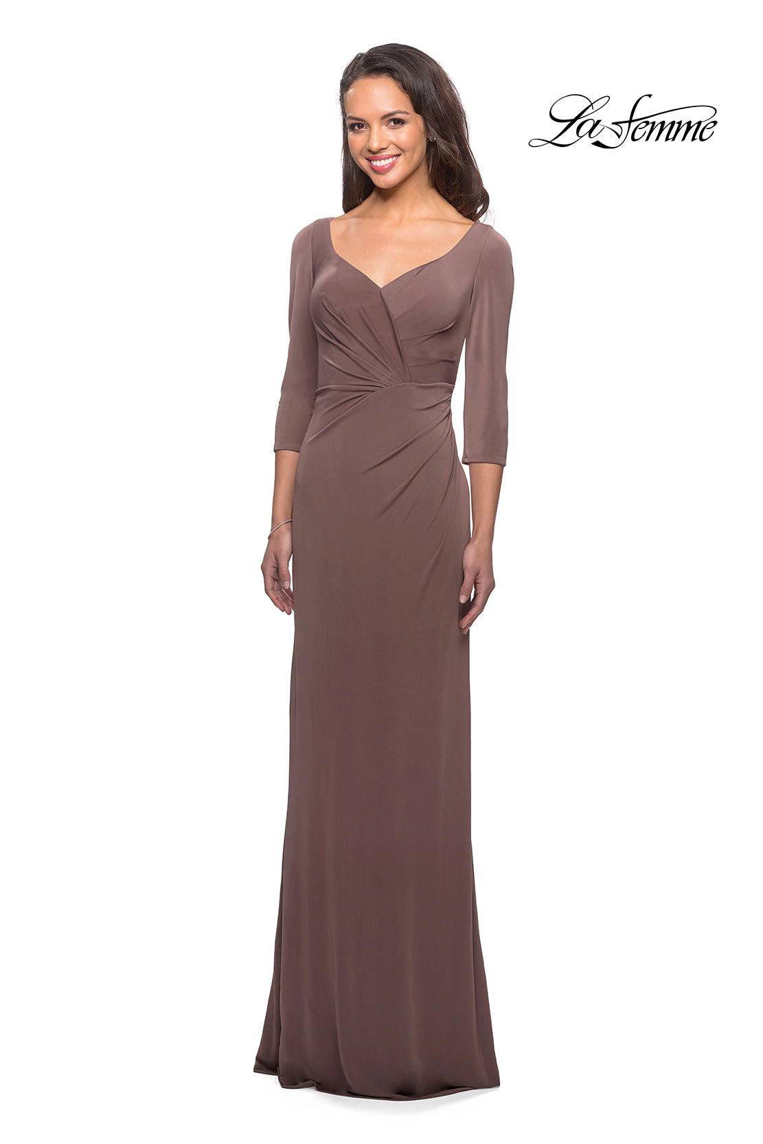 Picture of: 3/4 Sleeve Long Jersey Dress with Sweetheart Neckline, Style: 26955, Detail Picture 3