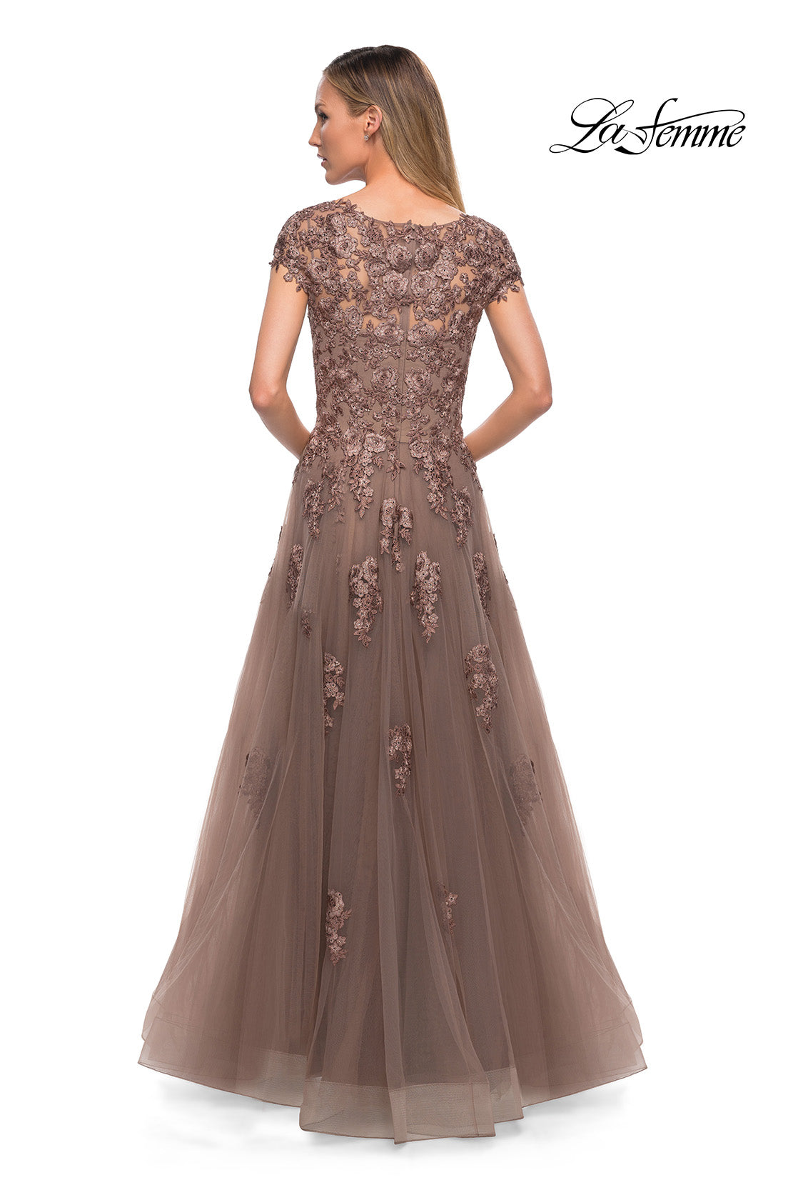Picture of: Long Tulle Gown with Intricate Lace Detailing, Style: 26907, Detail Picture 4