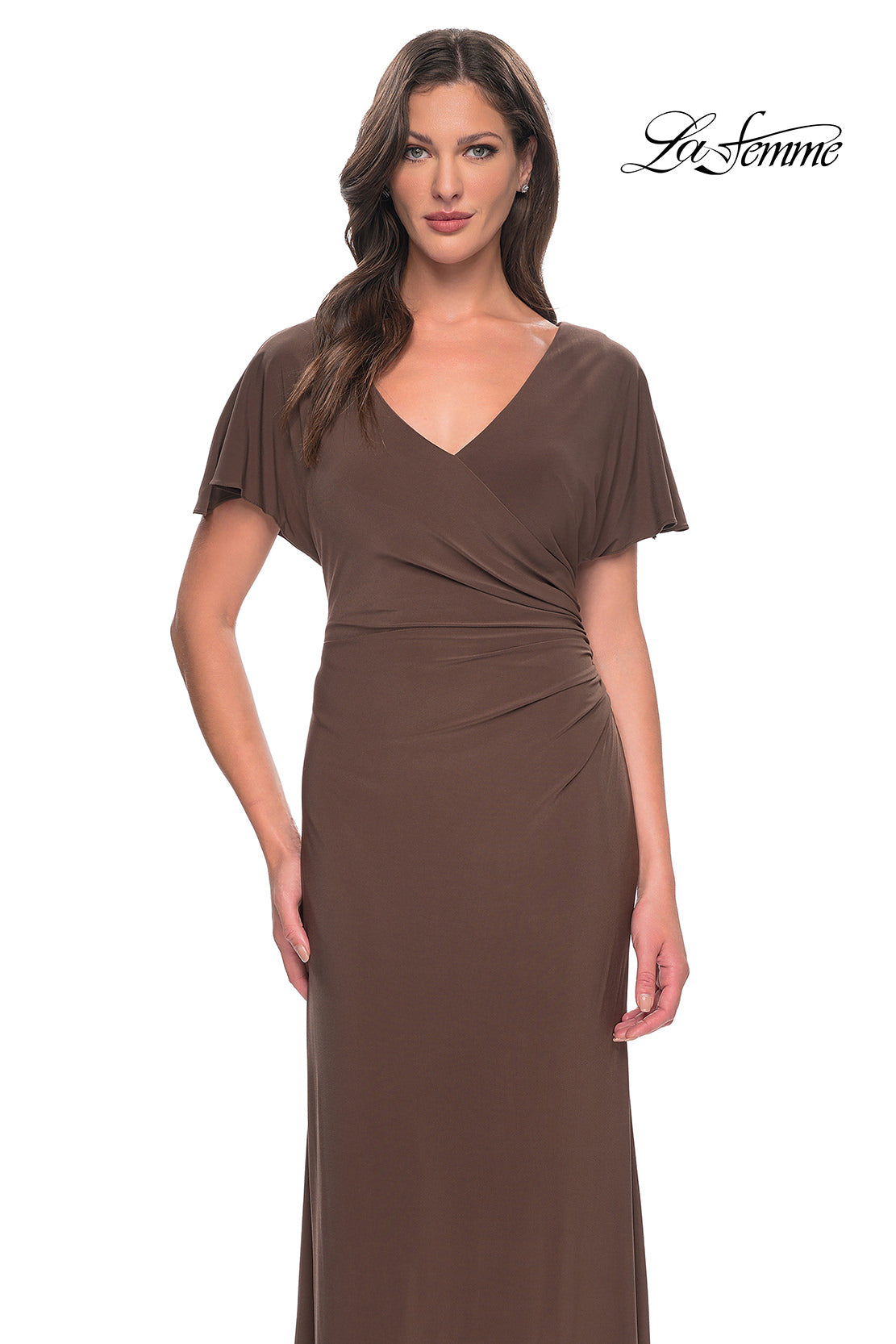 Picture of: Chic Jersey Dress with V Neck and Loose Sleeves in Cocoa, Style: 29997, Detail Picture 7