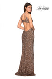 Picture of: sequin Prom Gown with Cut Out Back and Slit in Copper, Style: 27191, Back Picture