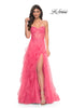Picture of: A-Line Ruffle Tulle Prom Dress with Lace Bustier Bodice in Orange, Style: 32286, Main Picture